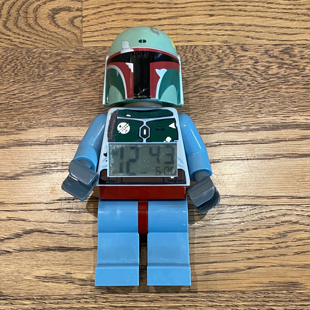 LEGO Star Wars Boba Fett Minifigure Clock - Blue, Green, Red